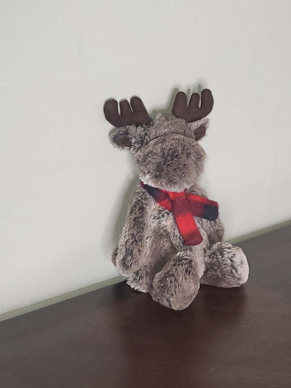 Jellycat Brown Plush Reindeer with Red Plaid Scarf